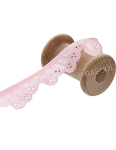 Ricamo inglese arricciato su sbieco - Rosa
