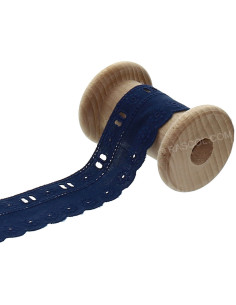 Ricamo inglese con passanastro - Blu marino