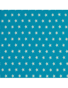 Tessuti cotone stelle - Blu acqua e bianco
