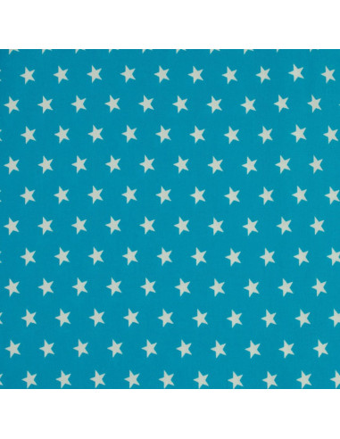 Tessuti cotone stelle - Blu acqua e bianco