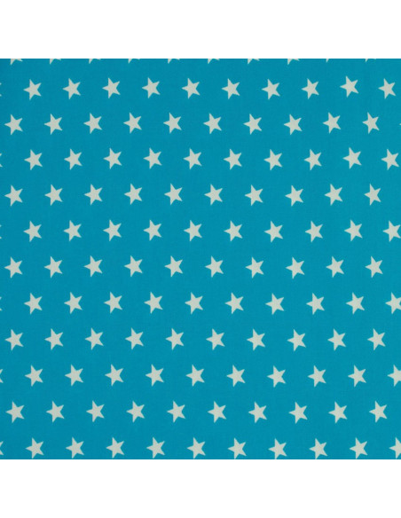 Tessuti cotone stelle - Blu acqua e bianco