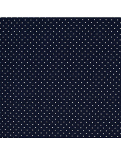 Tessuto di cotone a pois - Blu marino e bianco
