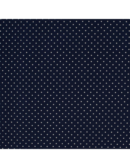 Tessuto di cotone a pois - Blu marino e bianco