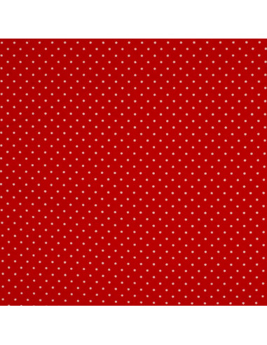 Tessuto di cotone a pois - Rosso e bianco