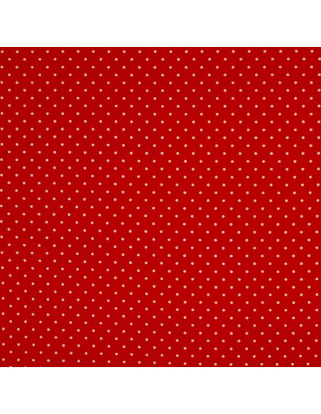 Tessuto di cotone a pois - Rosso e bianco