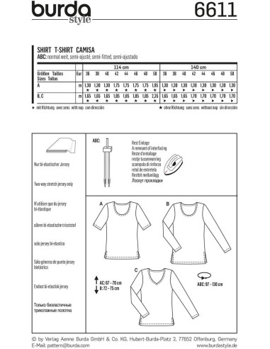 Modello di t-shirt - Burda 6611