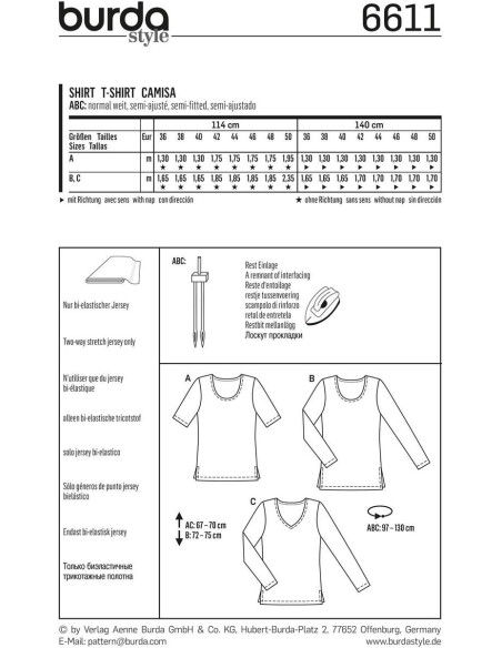Modello di t-shirt - Burda 6611