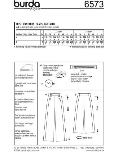 Modello di pantaloni - Burda 6573