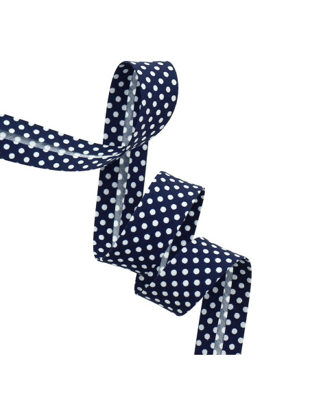 Bordo a pois - Blu marino