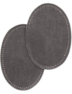 Coppia di gomiti e ginocchia termoadesivi - Imitazione camoscio grigio scuro