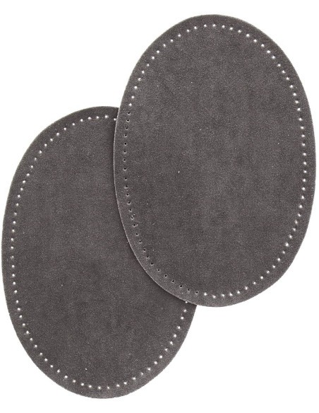 Coppia di gomiti e ginocchia termoadesivi - Imitazione camoscio grigio scuro