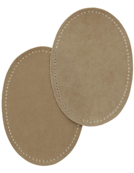 Coppia di gomiti e ginocchia termoadesivi - Imitazione camoscio beige