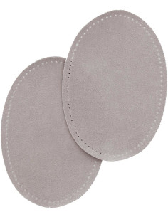 Coppia di gomiti e ginocchia termoadesivi - Imitazione camoscio grigio chiaro