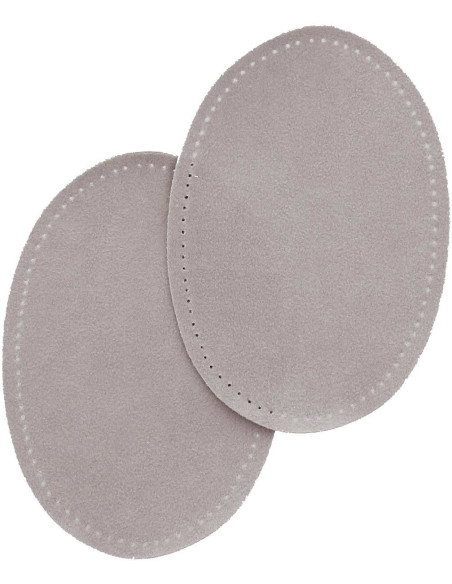 Coppia di gomiti e ginocchia termoadesivi - Imitazione camoscio grigio chiaro