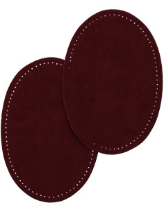 Coppia di gomiti e ginocchia termoadesivi - Imitazione camoscio bordeaux