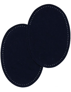 Coppia di gomiti e ginocchia termoadesivi - Imitazione camoscio blu marino