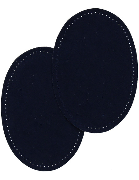 Coppia di gomiti e ginocchia termoadesivi - Imitazione camoscio blu marino