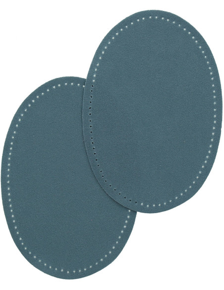 Coppia di gomiti e ginocchia termoadesivi - Imitazione camoscio blu jeans