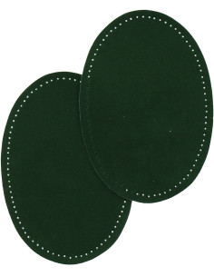 Coppia di gomiti e ginocchia termoadesivi - Imitazione camoscio verde scuro