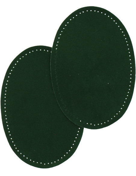 Coppia di gomiti e ginocchia termoadesivi - Imitazione camoscio verde scuro