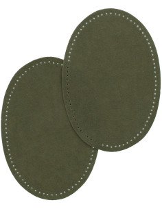 Coppia di gomiti e ginocchia termoadesivi - Imitazione camoscio verde oliva