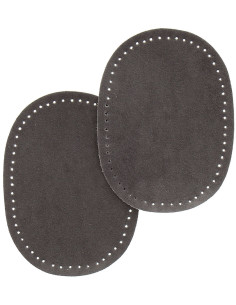 Mini coppia di gomiti e ginocchia termoadesivi - Imitazione camoscio grigio scuro