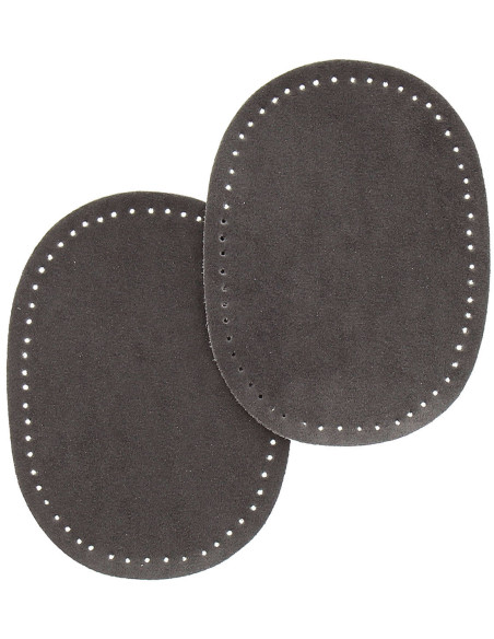 Mini coppia di gomiti e ginocchia termoadesivi - Imitazione camoscio grigio scuro