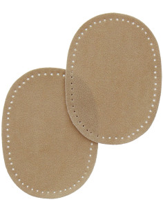 Mini coppia di gomiti e ginocchia termoadesivi - Imitazione camoscio beige