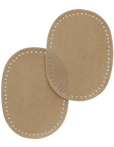 Mini coppia di gomiti e ginocchia termoadesivi - Imitazione camoscio beige