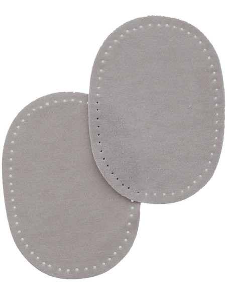 Mini coppia di gomiti e ginocchia termoadesivi - Imitazione camoscio grigio chiaro