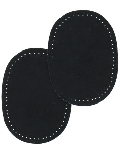 Mini coppia di gomiti e ginocchia termoadesivi - Imitazione camoscio nero
