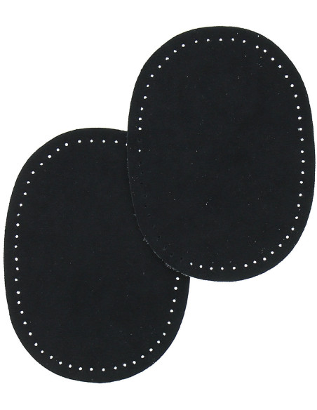 Mini coppia di gomiti e ginocchia termoadesivi - Imitazione camoscio nero