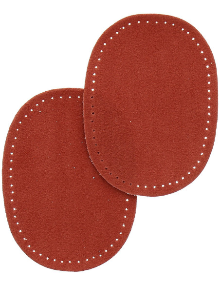 Mini coppia di gomiti e ginocchia termoadesivi - Imitazione camoscio terracotta