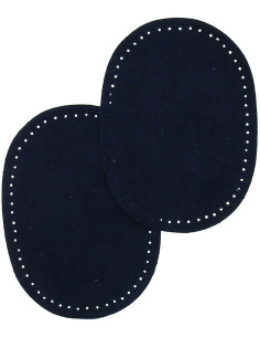 Mini coppia di gomiti e ginocchia termoadesivi - Imitazione camoscio blu navy