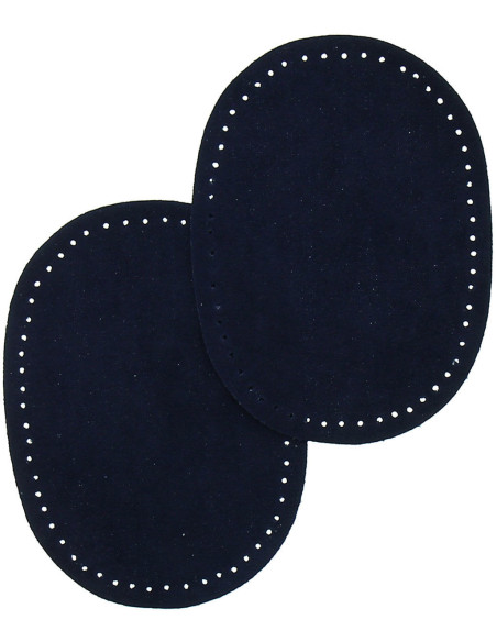 Mini coppia di gomiti e ginocchia termoadesivi - Imitazione camoscio blu navy