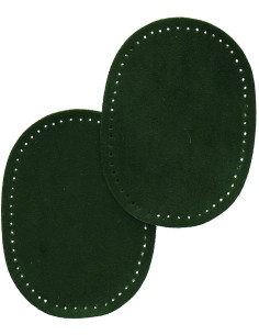 Mini coppia di gomiti e ginocchia termoadesivi - Imitazione camoscio verde scuro