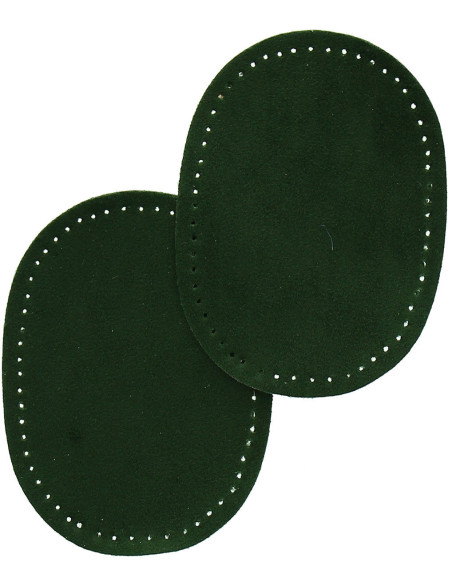 Mini coppia di gomiti e ginocchia termoadesivi - Imitazione camoscio verde scuro