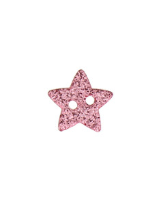 Bottone a 2 fori stella con paillettes - Rosa 2