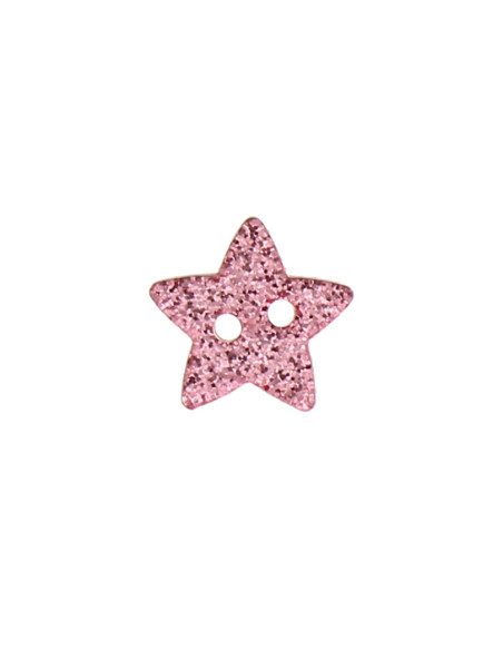 Bottone a 2 fori stella con glitter - Rosa