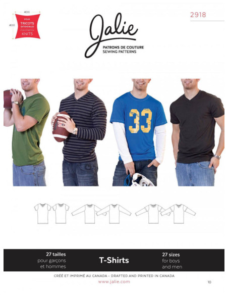 Modello di t-shirt per uomo - Jalie 2918