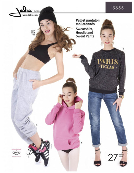 Modello di maglioni e pantaloni felpati - Jalie 3355