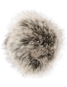 Pompon in finta pelliccia 10 cm - Premium beige e nero