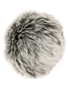 Pompon imitazione pelliccia 10 cm - Premium grigio e écru