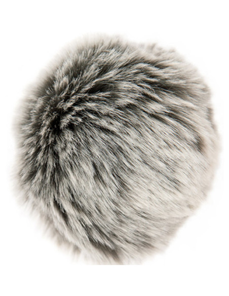 Pompon imitazione pelliccia 10 cm - Premium grigio e écru