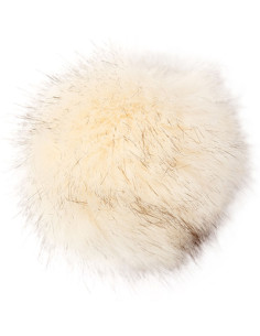 Pompon imitazione pelliccia 10 cm - Premium crema e nero