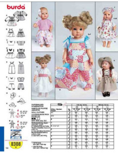 Modello di abiti coordinati per bambole - Burda 8308