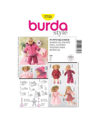 Modello di abiti per bambole - Burda 7753