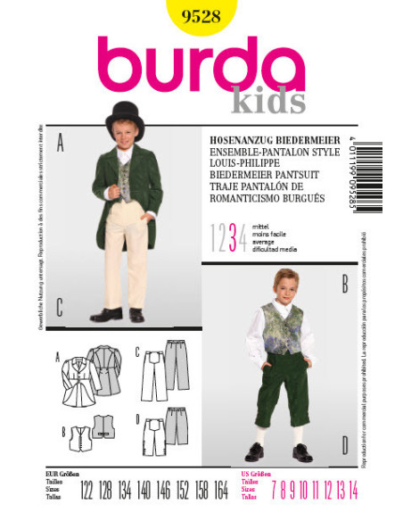 Modello di completo pantalone stile Louis Philippe - Burda 9528