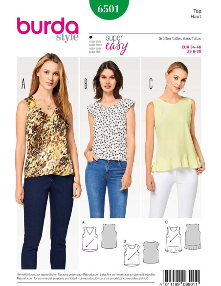 Modello di top - Burda 6501