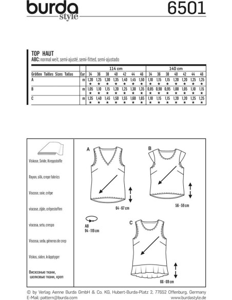 Modello di top - Burda 6501